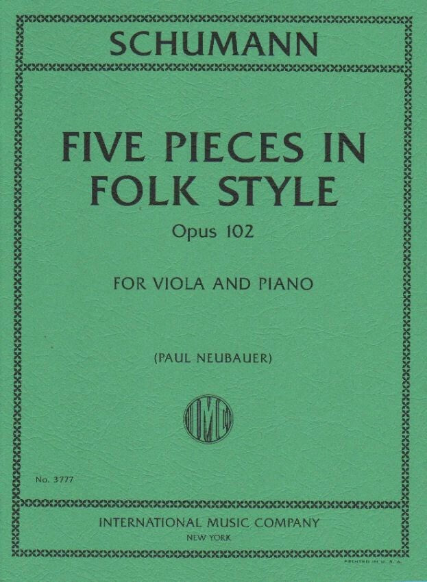 Schumann Five Pieces in Folk Style, Opus 102 for Viola