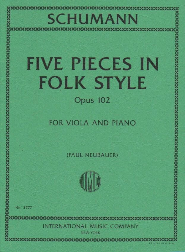 Schumann Five Pieces in Folk Style, Opus 102 for Viola