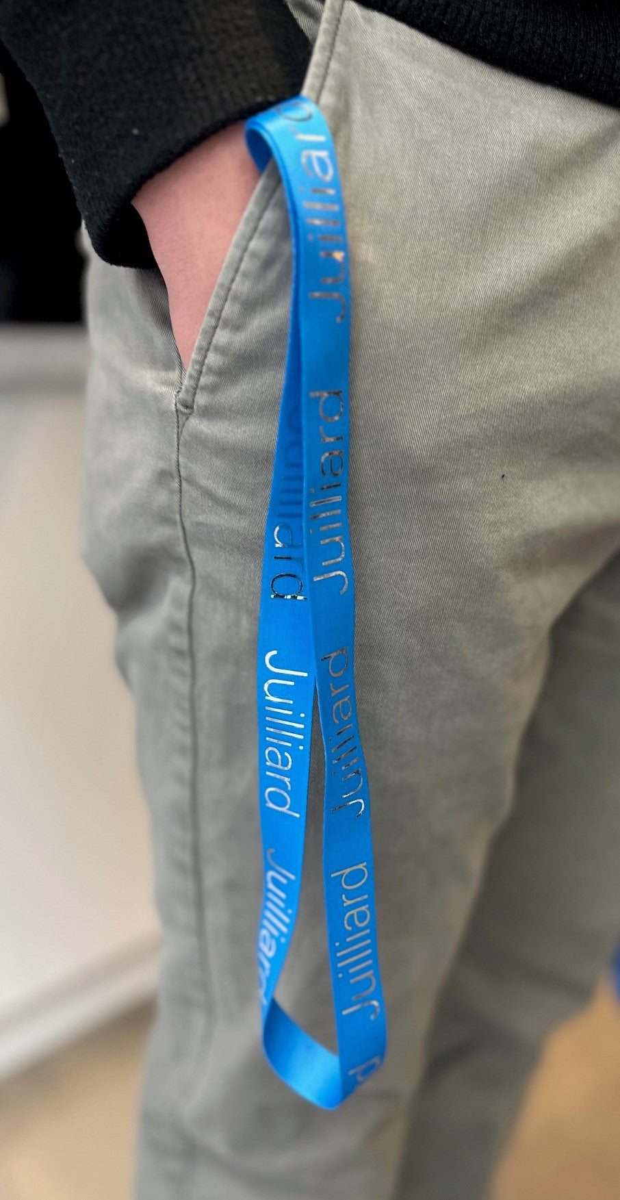 Lanyard: Juilliard Blue with Silver Foil lanyard