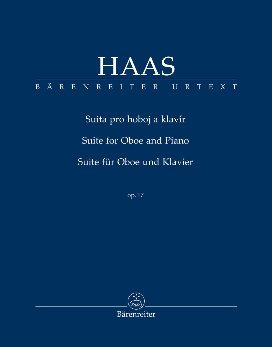 Pavel Haas: Oboe Suite, Op. 17, Urtext edition by Ondřej Pivoda, Bärenreiter BA11576