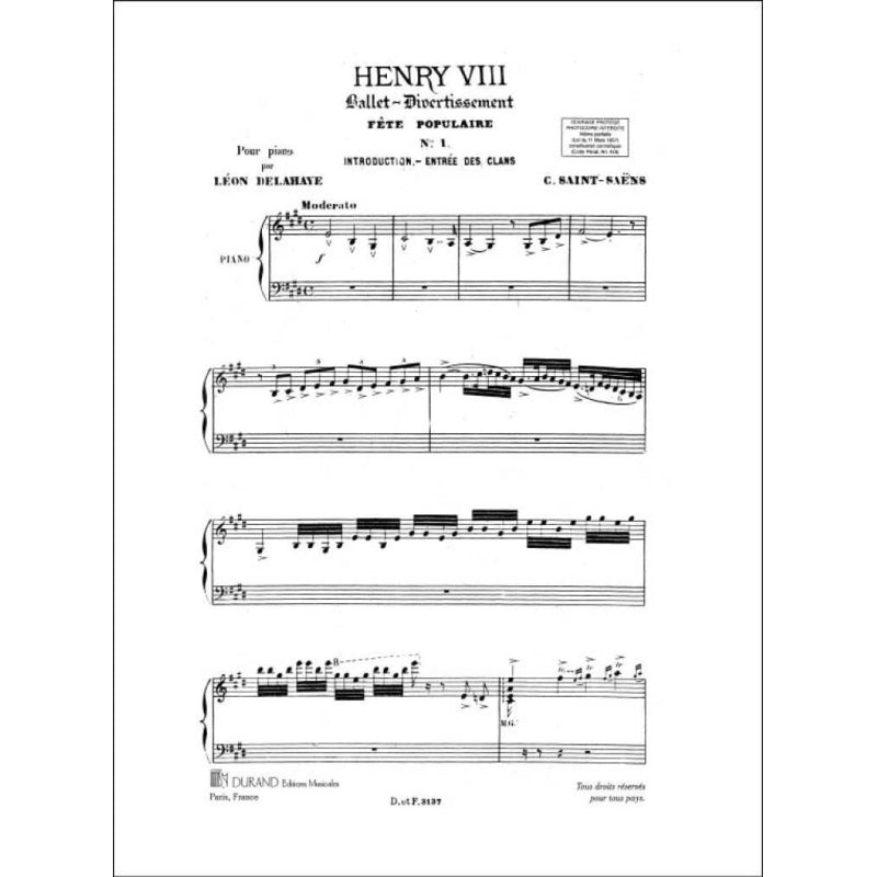 Saint-Saëns: Henry VIII Piano Solo