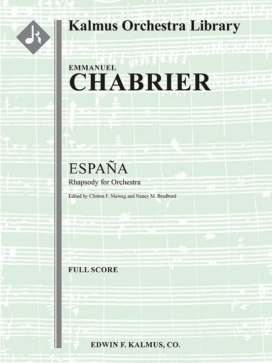 Chabrier Espana Rhapsody for Orchestra Full Score