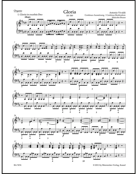 Vivaldi: Gloria RV 589 Organ Part