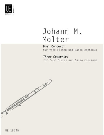 Molter Three Concertos for 4 flutes and basso continuo (harpsichord, bassoon), for 4 flutes and basso continuo (harpsichord, bassoon)