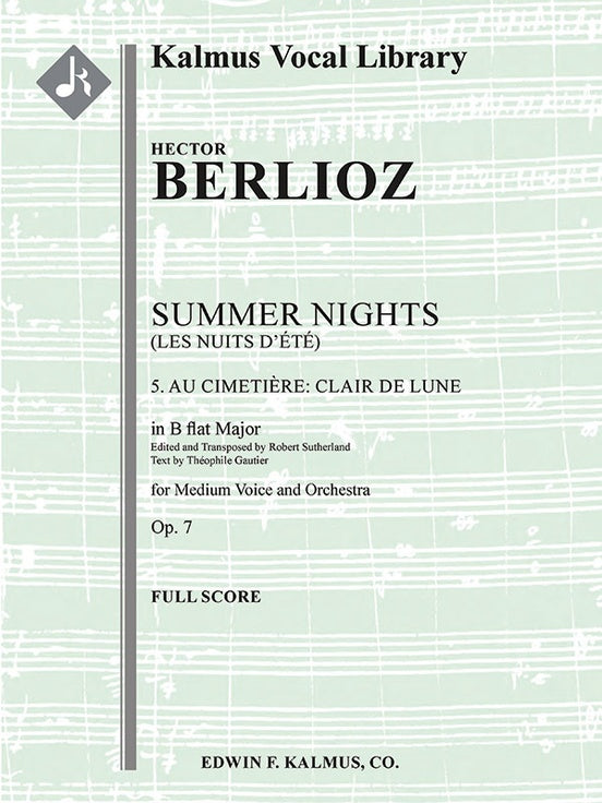 Berlioz Summer Nights, Op. 7 (Les nuits d'ete): 5. Au Cimitiere: Clair de lune (transposed in Bb) - Full Score