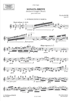 Bacri Sonata Breve Op. 45 for Violin