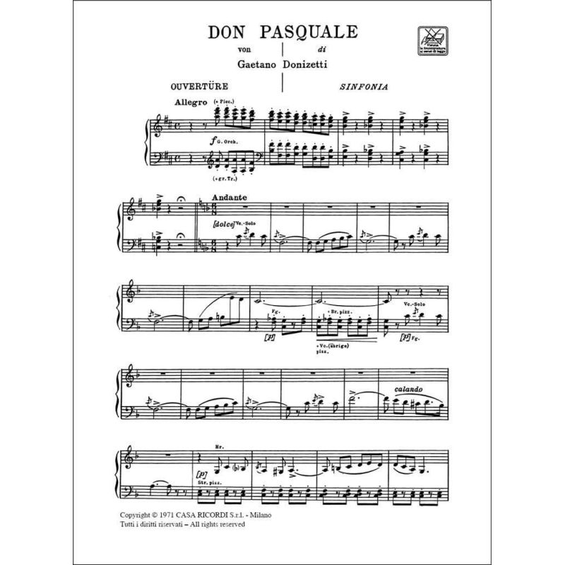 Donizetti: Don Pasquale Vocal Score
