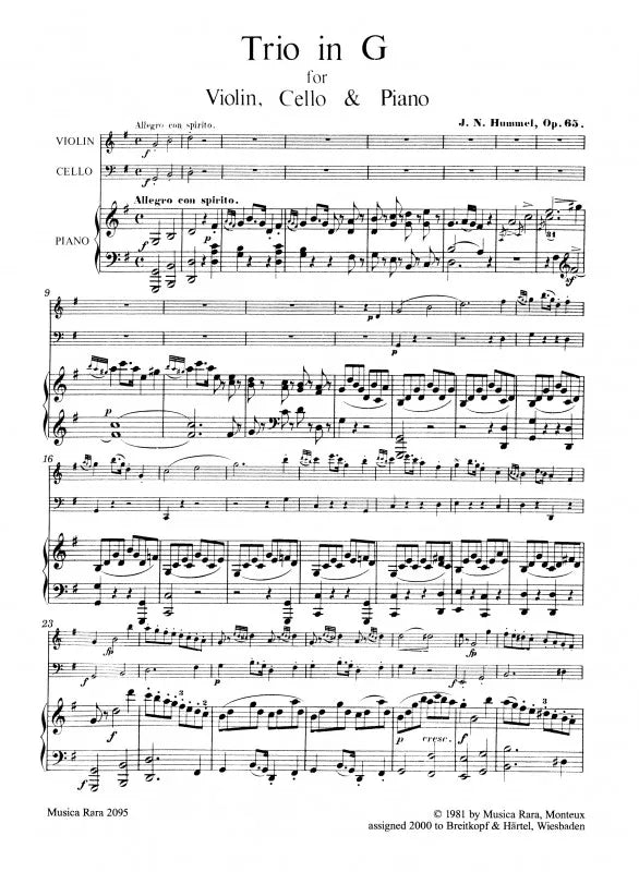 Hummel: Piano Trio in G major Op. 65