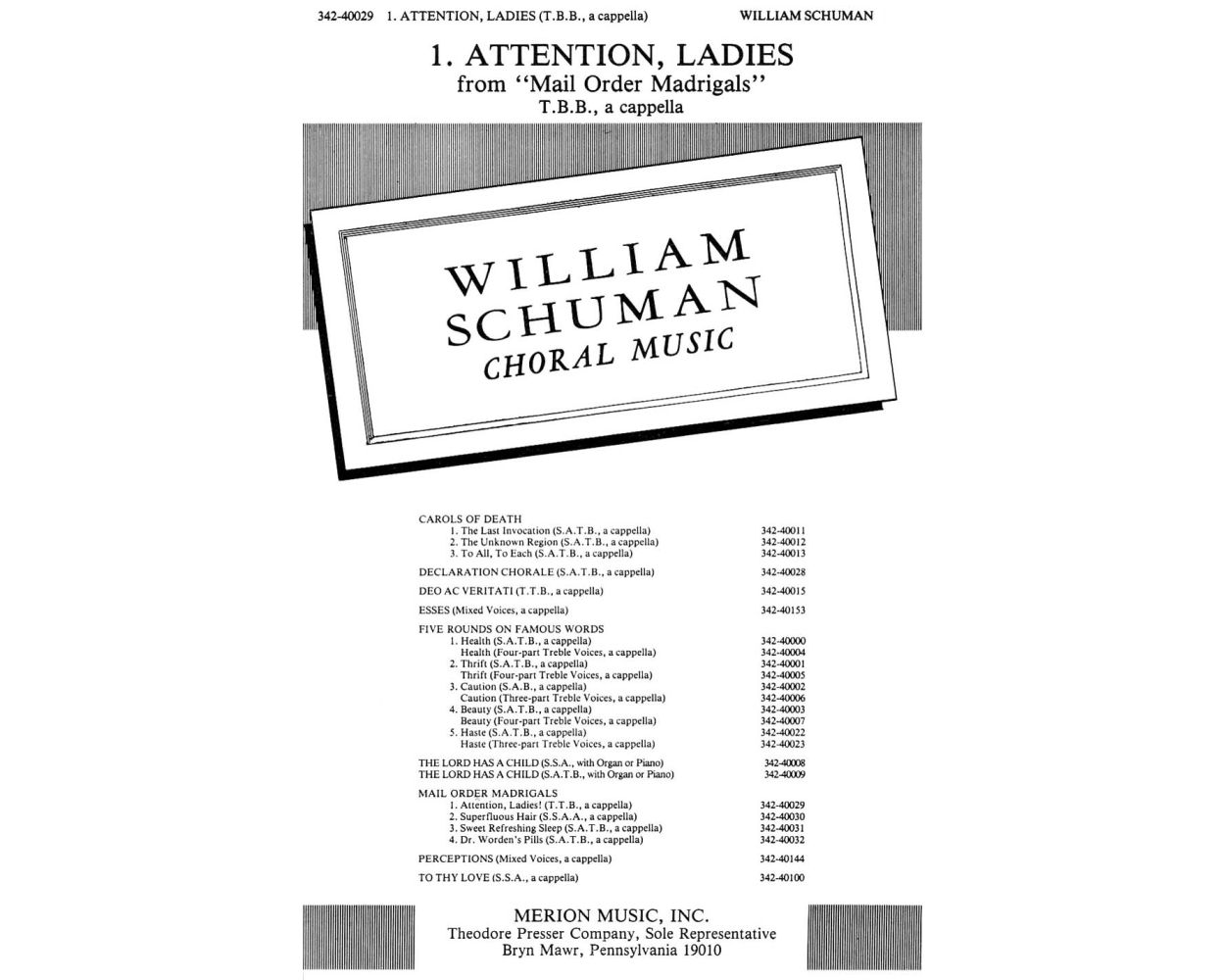 Schuman Attention, Ladies from Mail Order Madrigals