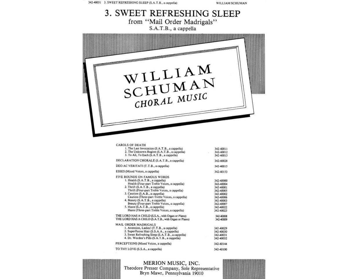 Schuman Sweet Refreshing Sleep from Mail Order Madrigals