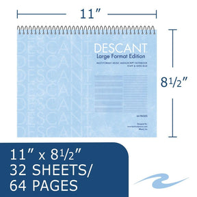 Manuscript Paper Notebook: BBM/Descant LARGE Multi Format (wide rule + Manuscript paper), 64pgs (8 1/2"x11")