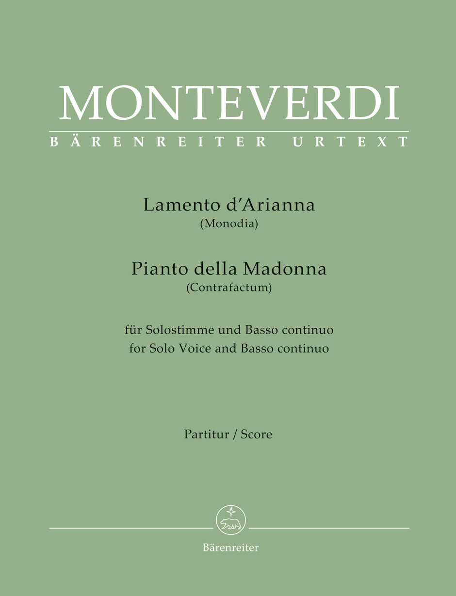 Monteverdi Lamento d'Arianna (Monodia) / Pianto della Madonna (Contrafactum) for Solo Voice and Basso continuo