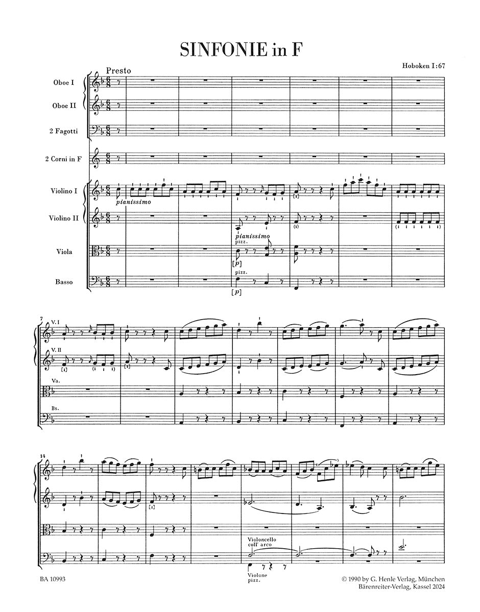 Haydn Symphony in F major Hob. I:67 Full Score