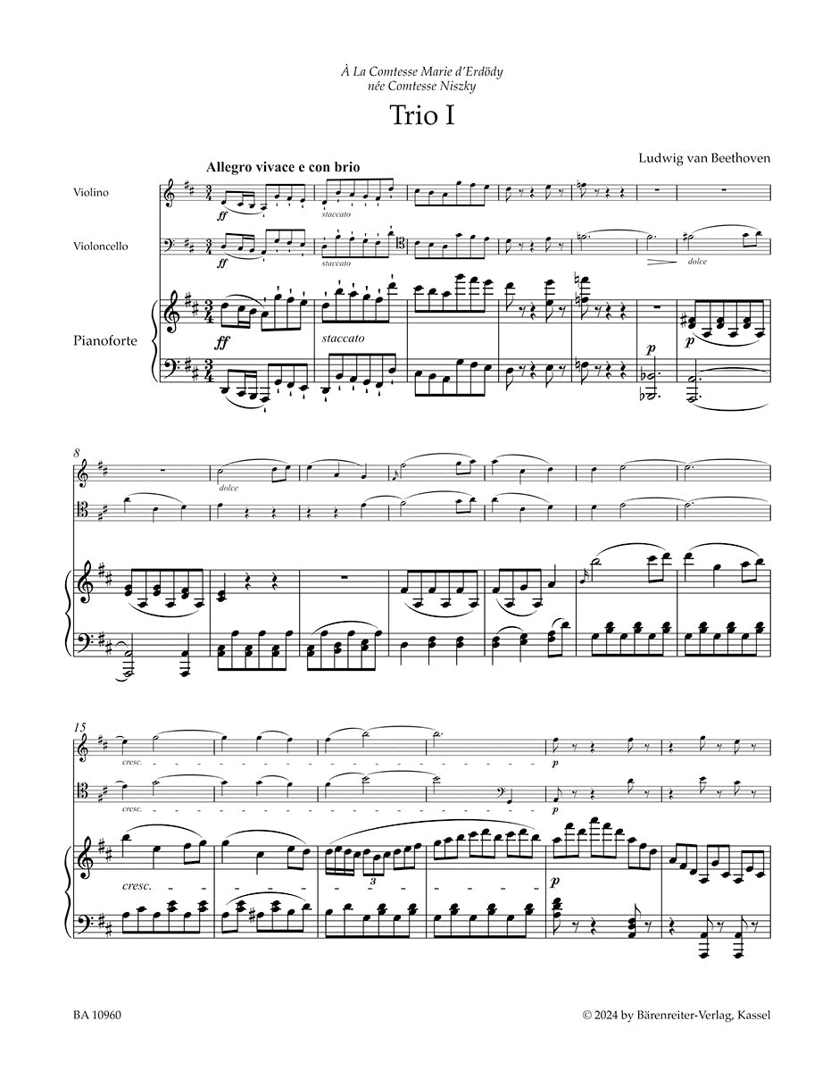 Beethoven Trios for Pianoforte, Violin and Violoncello op. 70