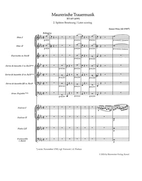 Mozart Masonic Funeral Music K. 477 (479a), Score