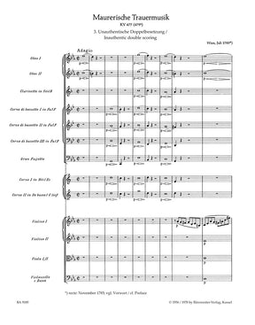 Mozart Masonic Funeral Music K. 477 (479a), Score