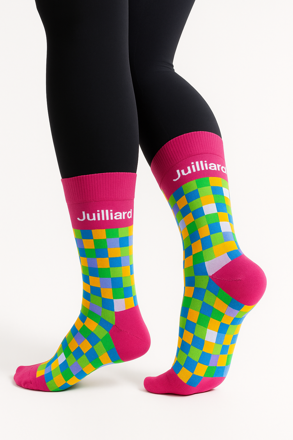 Socks: Juilliard Dress Crew with Gingham Pattern