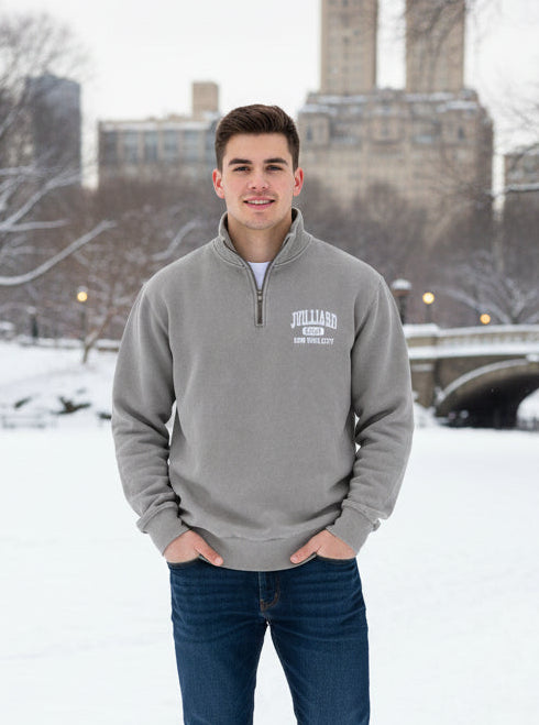 Clearance Sweatshirt: Pigment Dyed Quarter Zip / 1905 Juilliard logo