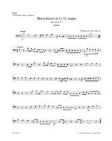 Mozart Missa brevis in G major K. 49 (47d) Violoncello, Double bass, Bassoon Part