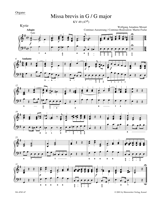 Mozart Missa brevis in G major K. 49 (47d) Organ Part