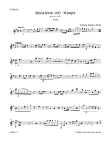 Mozart Missa brevis in G major K. 49 (47d) Violin 1