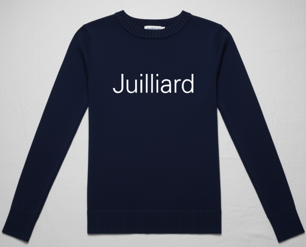 Sweater: Juilliard logo sewn through (sizing up recommended for true fit)