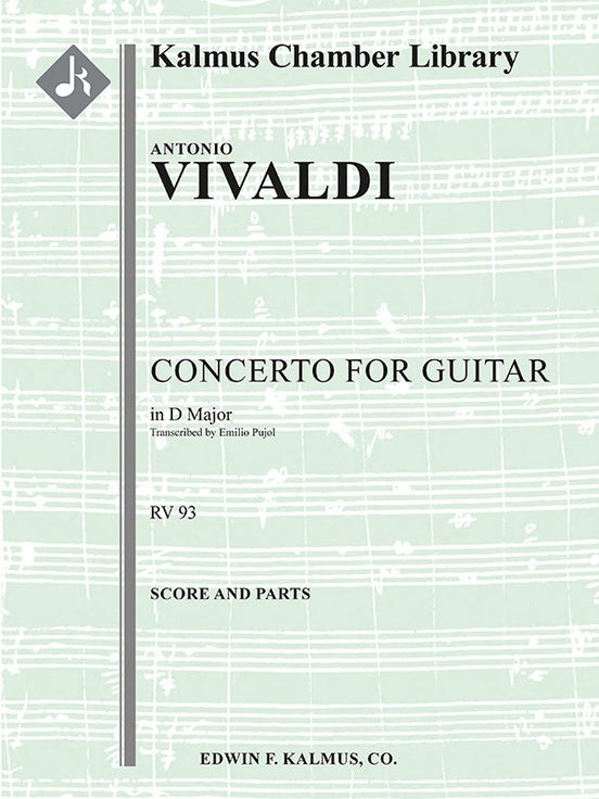 Vivaldi Concerto for Guitar in D, RV 93 Score & Parts