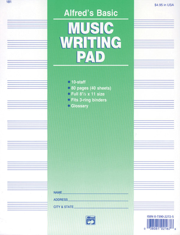 10 Stave Music Writing Pad (8.5" x 11")
