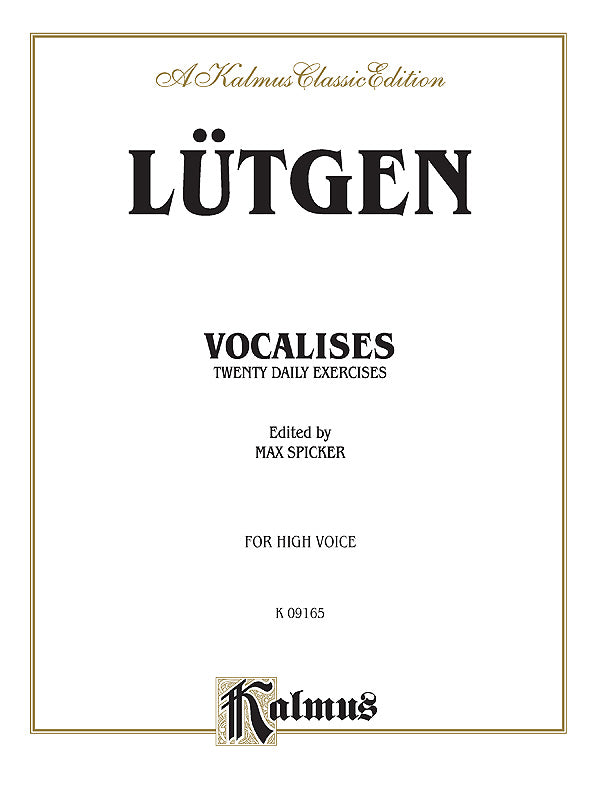 Lutgen Vocalises: 20 Daily Exercises for HIgh Voice