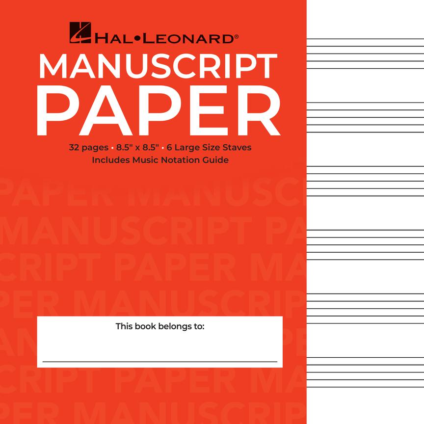 Manuscript Paper Notebook: Hal Leonard, Wide Staff (Red Cover) 32pgs (8.5"x 8.5")