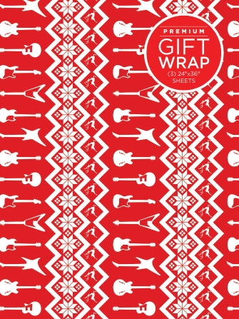 Clearance Wrapping Paper: Red & White Holiday Guitar Theme Hal Leonard