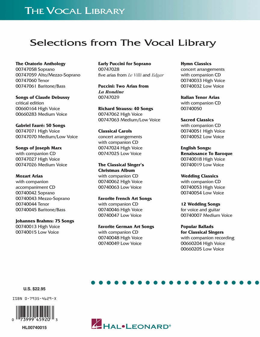 Brahms: 75 Songs Low Voice