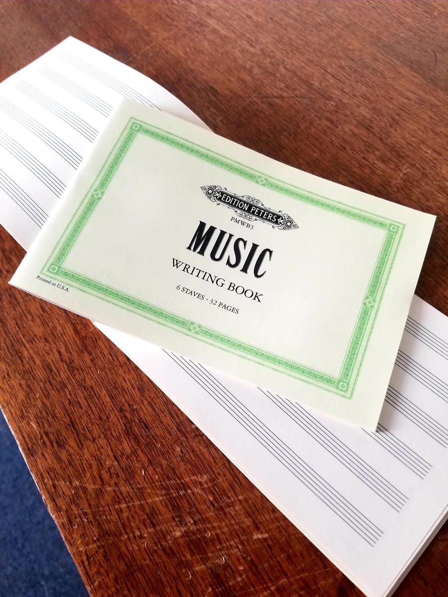 Manuscript Paper Notebook: Peters, (Small) 32pgs, 6 staves, (7"x4.5") Landscape