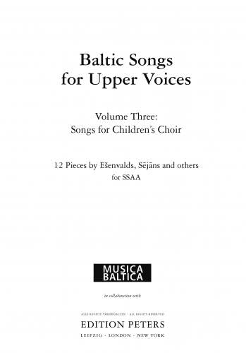 Baltic Songs for Upper Voices Volume Three