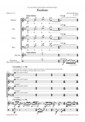 Williams Exultate SATB Soprano Saxophone & Percussion