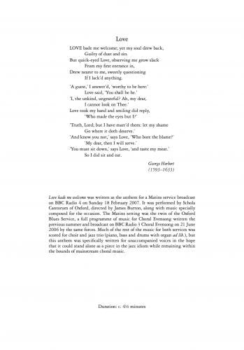 Williams Love bade me welcome SATB