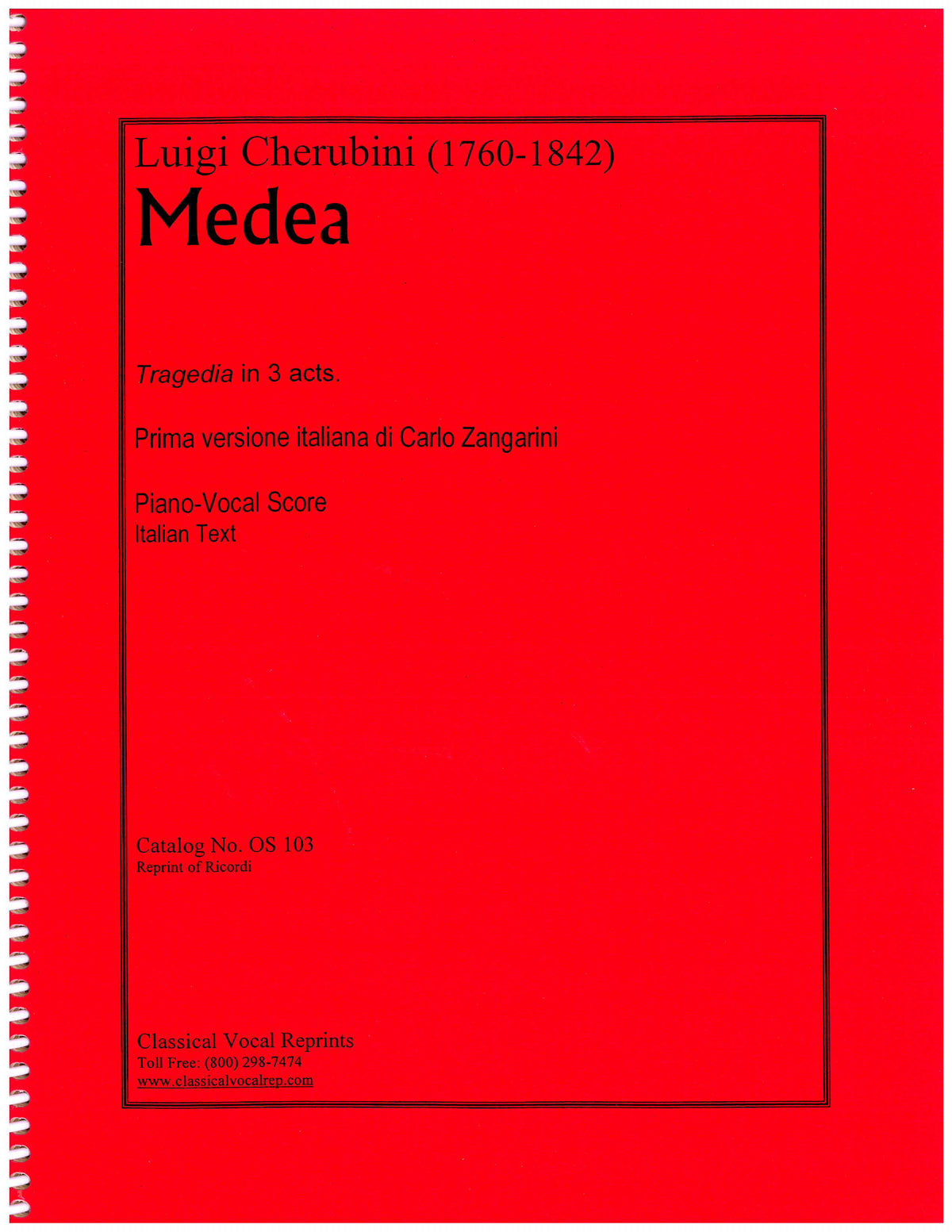 Cherubini Medea (Italian text only)
