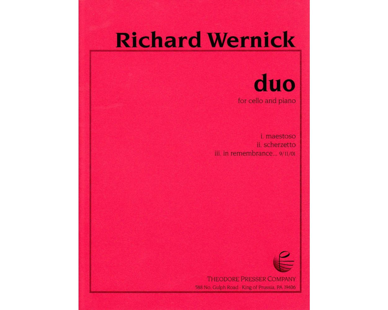Wernick Duo for Cello and Piano