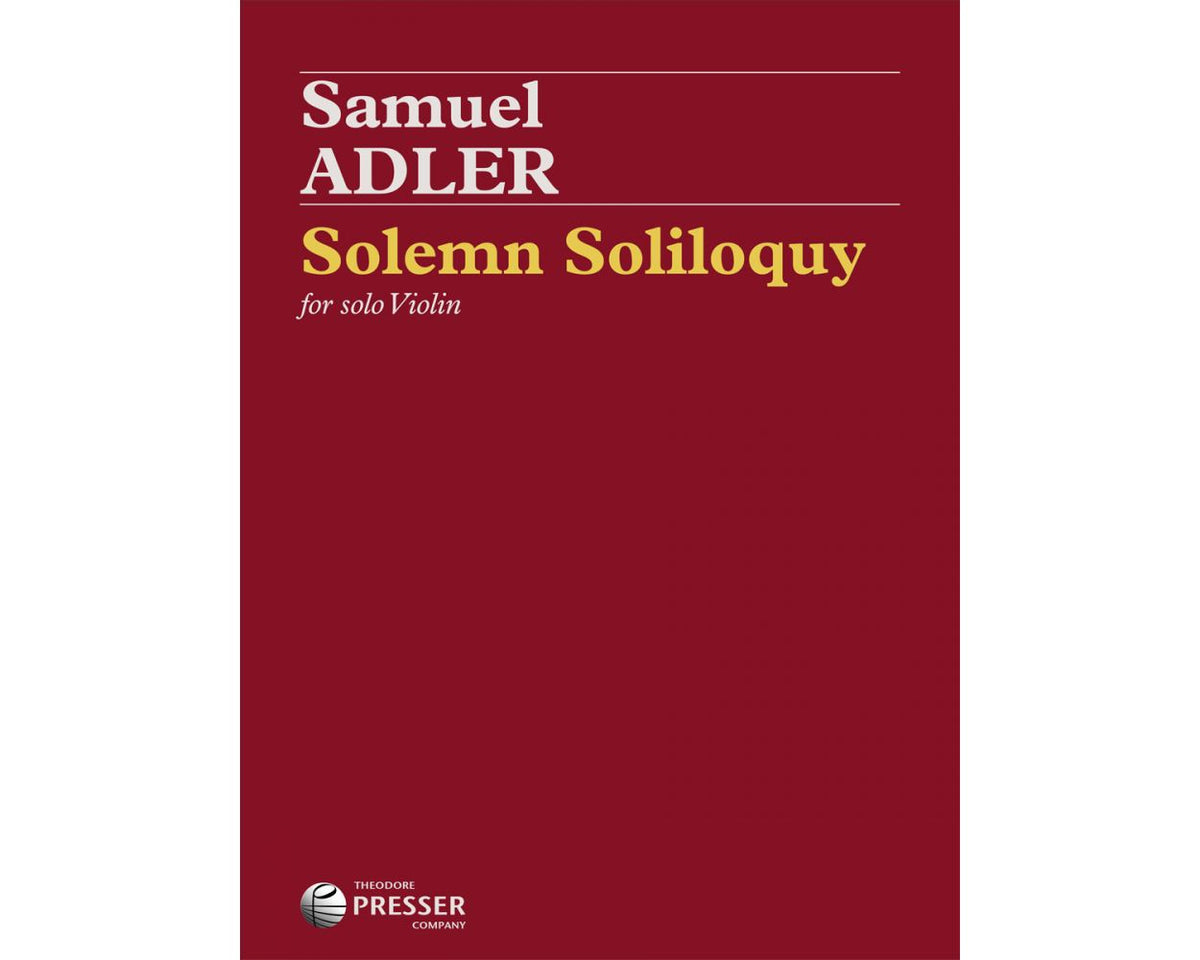 Adler Solemn Soliloquy For Solo Violin