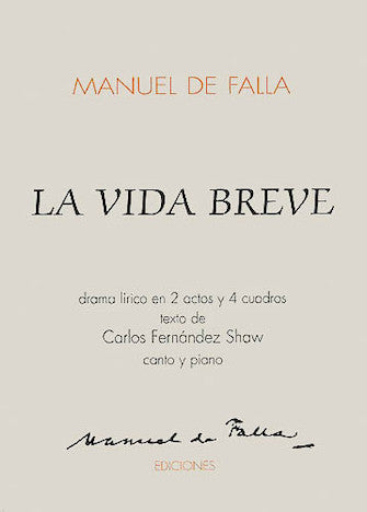 De Falla La Vida Breve Vocal Score O/P
