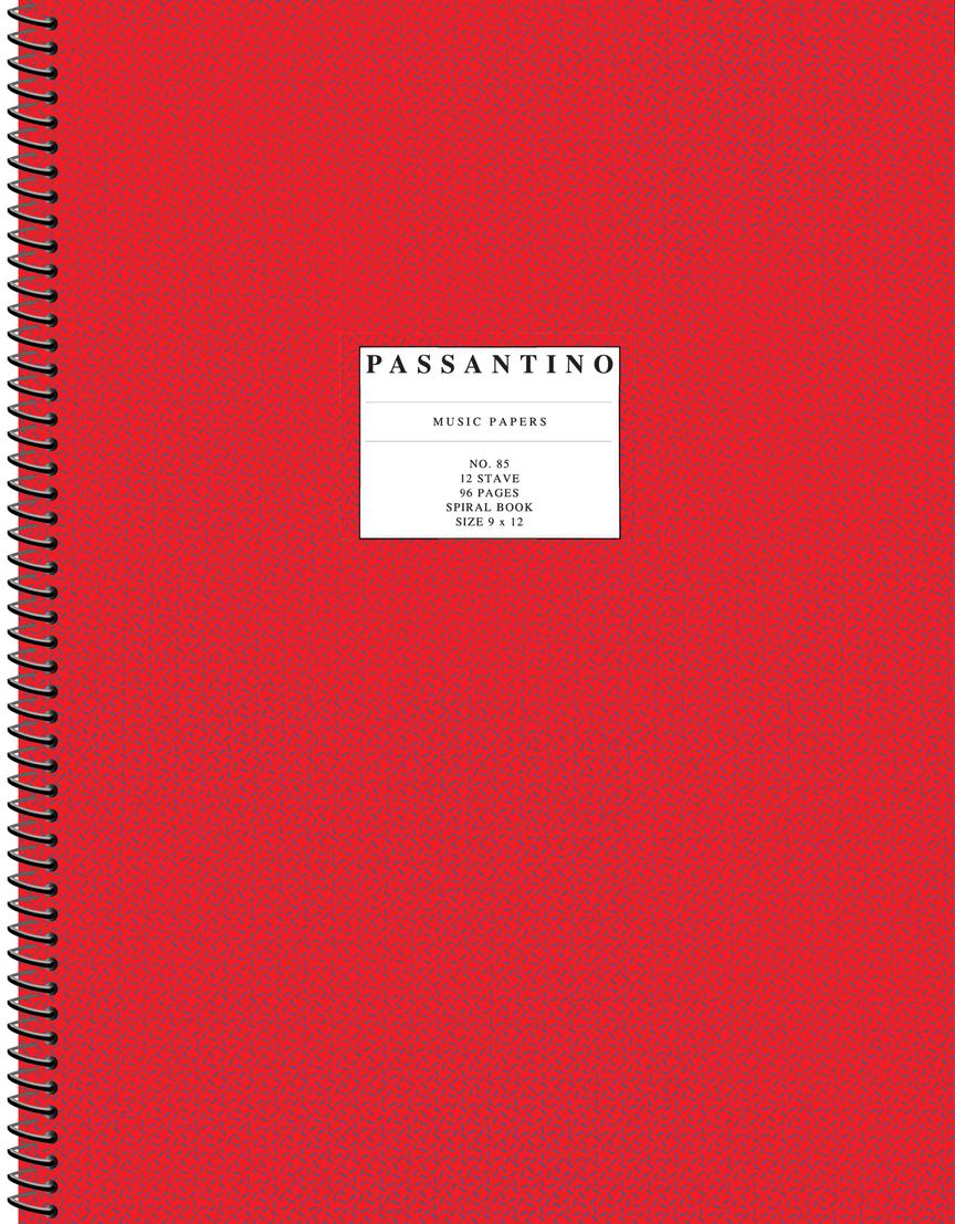 Manuscript Paper Wire-Bound: Passantino #85, 96pgs, 12 Stave (9" x 12")