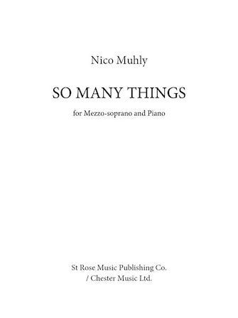 Muhly So Many Things for Mezzo-Soprano and Piano