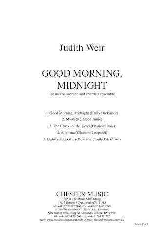 Weir Good Morning, Midnight Vocal Score