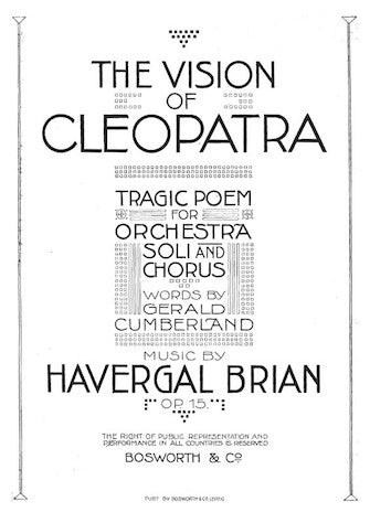 Brian The Vision of Cleopatra Vocal Score