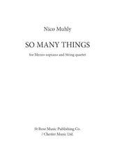 Muhly So Many Things for Mezzo-Soprano and String Quartet Set of Score and Parts