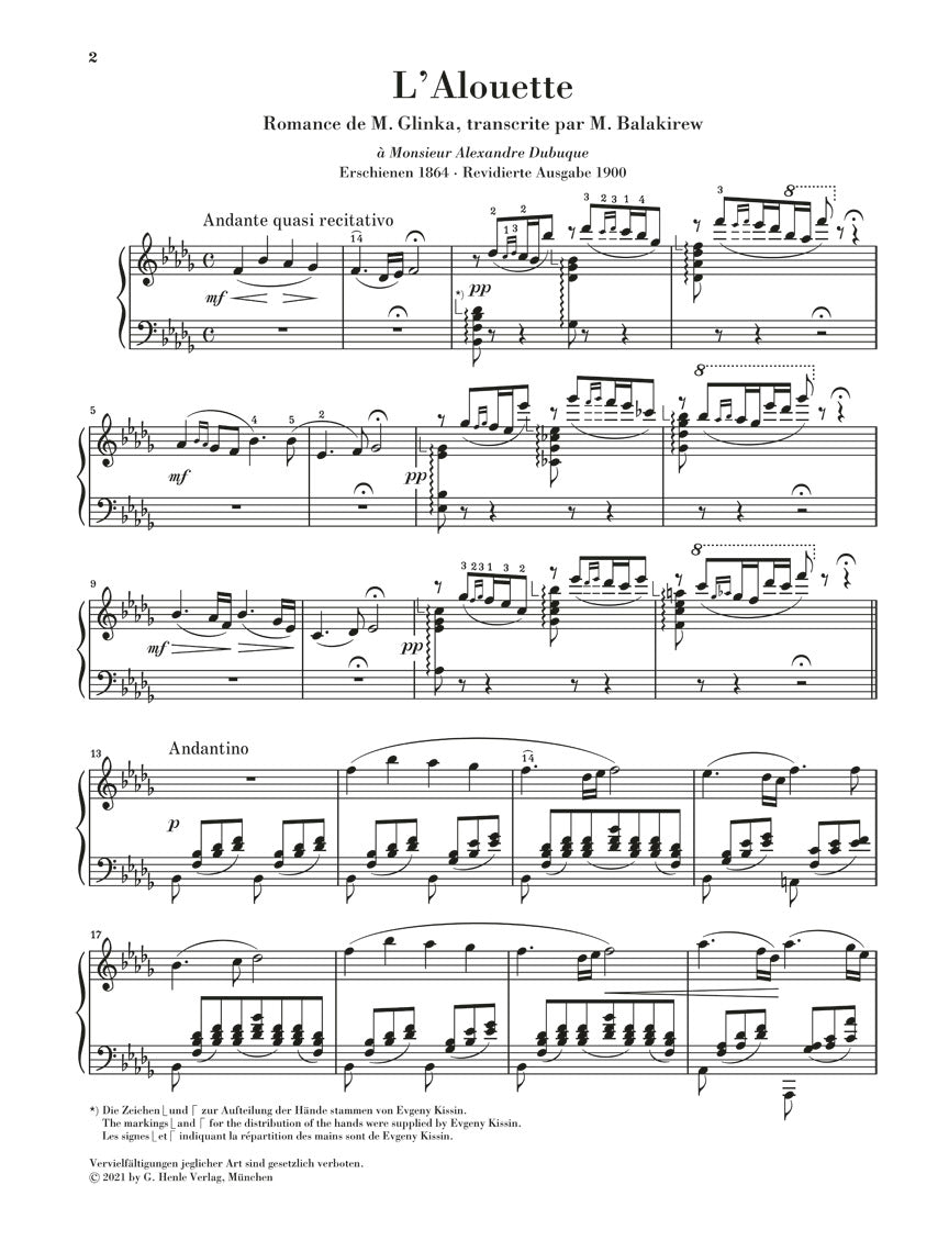 Glinka The Lark (Die Lerche) Arr. Balakirev