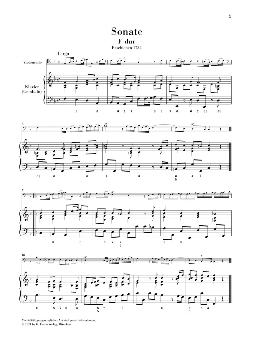 Marcello Sonata No. 1 In F Major For Violoncello And Basso Continuo