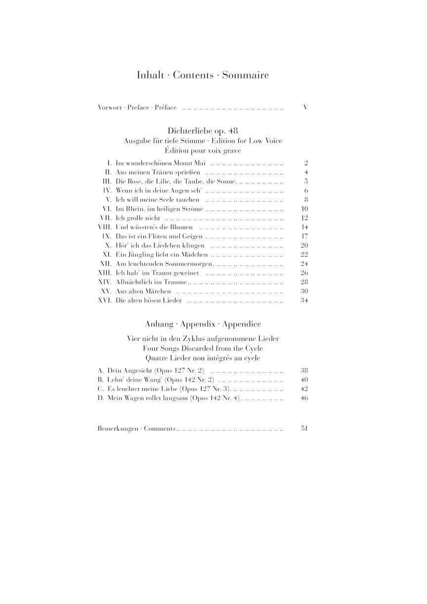 Schumann Dichterliebe op. 48 Low Voice
