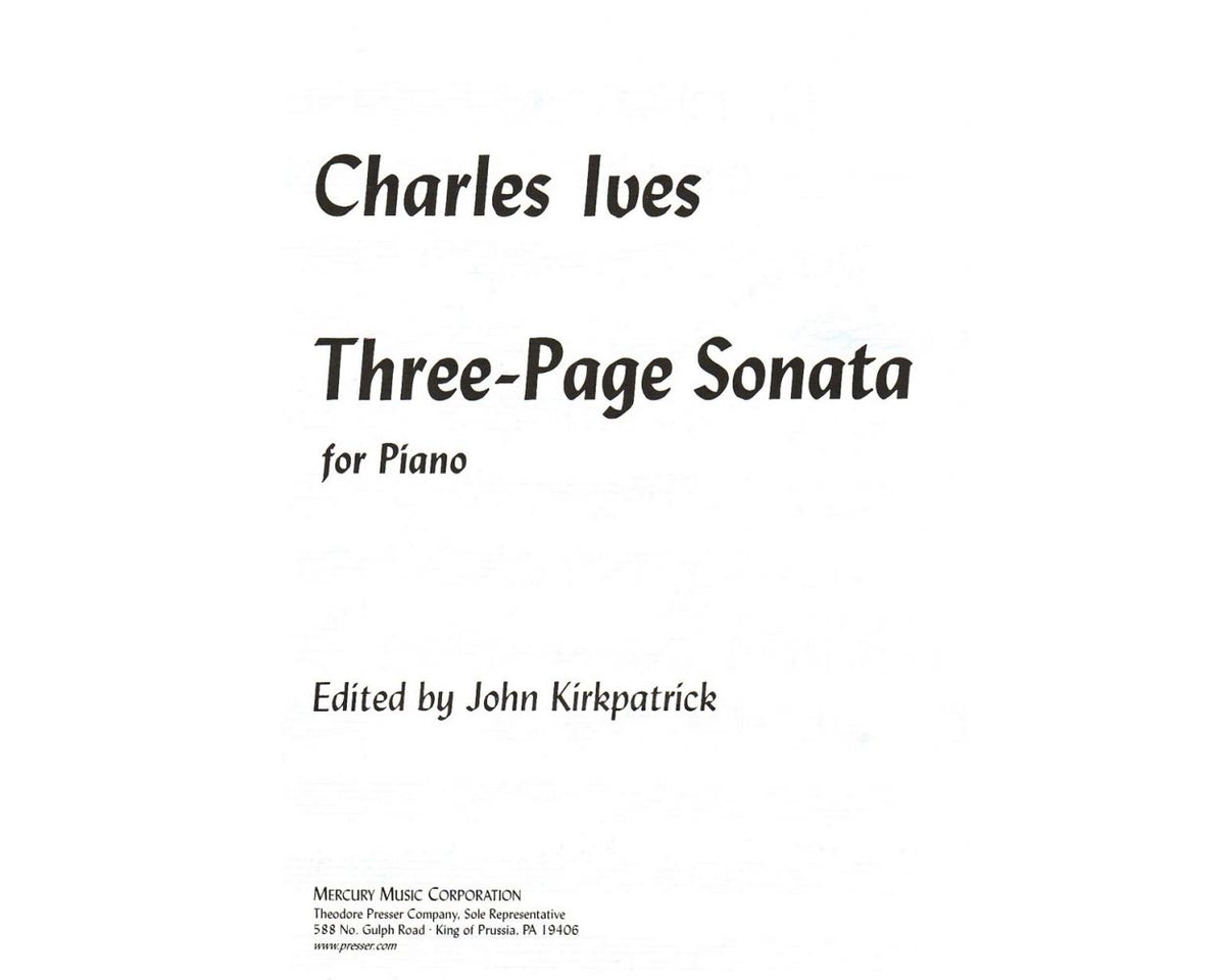 Ives 3 Page Sonata For Piano