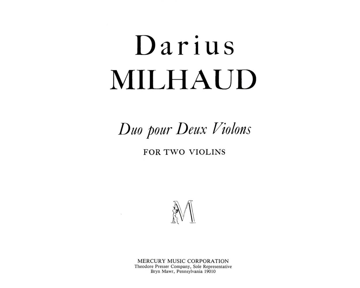 Milhaud: Duo Op.258 for 2 Violins